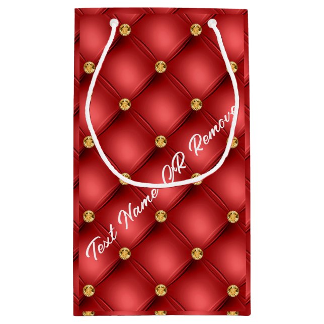 Red and Gold Gift Bag Personalized Text (Back)