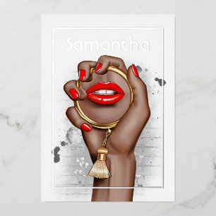 Red and Gold Glam Chic Spa Party Foil Invitation
