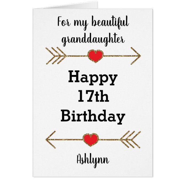 Red and Gold Glitter 17th Birthday Granddaughter (Front)