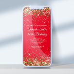 Red and Gold Glitter 50th Birthday Invitation<br><div class="desc">A glamourous 50th birthday invitation for her for print or digital download. Faux shiny gold glitter with sparkles against a solid colour bright red background. Customize the calligraphy and font styles, colour and size as needed to create your own invite for her glamourous milestone celebration. All the sparkly and glitter...</div>