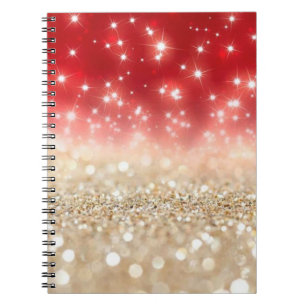 Red and Gold Glitter Notebook