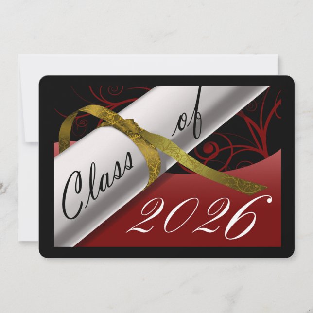 Red and Gold Graduation Announcement (Front)