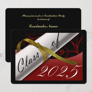 Red and Gold Graduation Party Invitation