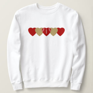 Red and Gold Heart Football Sweatshirt