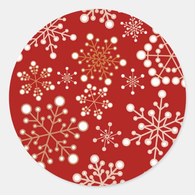 Red and Gold Holiday Pattern Classic Round Sticker (Front)