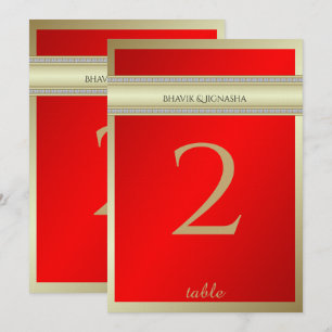 Red and Gold Indian Damask Table Number