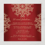 RED AND GOLD INDIAN INSPIRED BIRTHDAY INVITATION<br><div class="desc">A beautiful deep red and gold any age birthday party invitations with an exotic Indian inspired ornamental medallion sari pattern with a lotus and floral design. This elegant and stylish ethnic style birthday invite is perfect for a festive 3oth 40th 50th or 60th birthday party with an Indonesian moroccan or...</div>