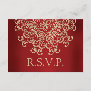 RED AND GOLD INDIAN RESPONSE RSVP CARD