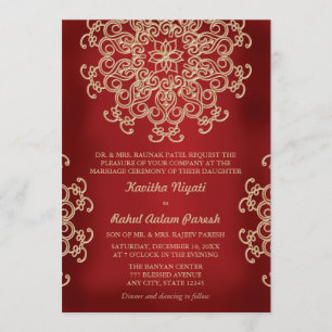RED AND GOLD INDIAN STYLE WEDDING INVITATION