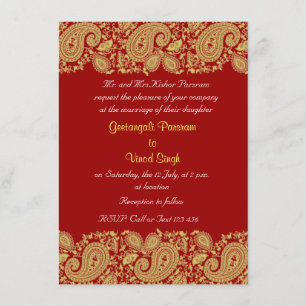 Red and gold Indian Wedding Invitation