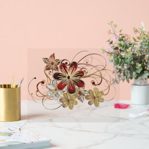Red and Gold Jewellery Flowers Acrylic Sign
