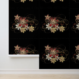 Red and Gold Jewellery Flowers Custom Colour Black Wallpaper