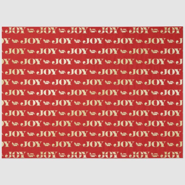 Red and Gold JOY Red Christmas Tissue Paper (Front)