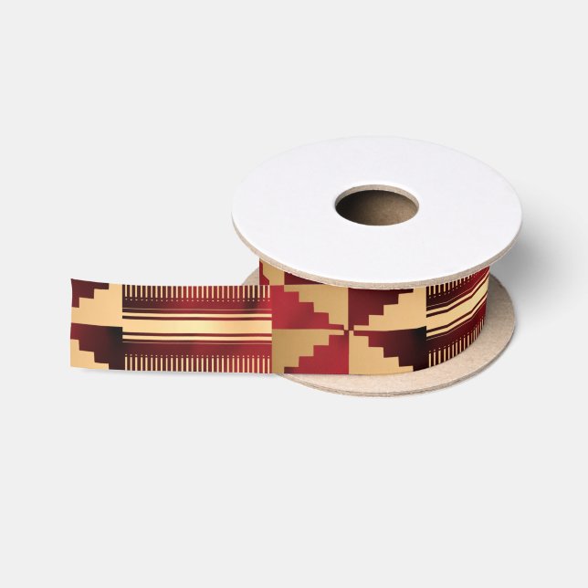 Red and Gold Kente Print ll Satin Ribbon (Spool)