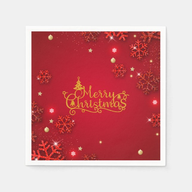 Red and Gold Luxury Christmas Napkin (Front)