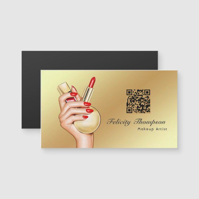 Red and Gold Makeup Artist QR Code (Front/Back)
