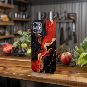 Red And Gold Marble Abstract Design iPhone 13 Pro Max Case