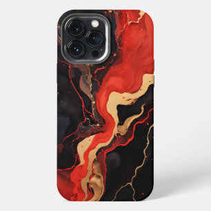 Red And Gold Marble Abstract Design iPhone 13 Pro Max Case