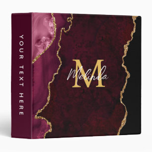 Red and Gold Marble Agate Binder