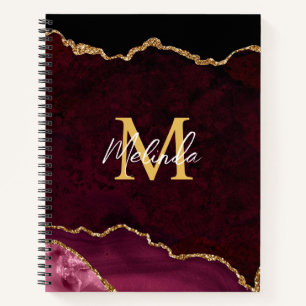 Red and Gold Marble Agate Notebook