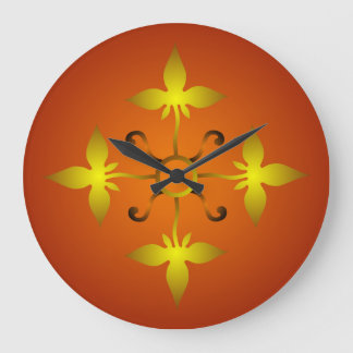 Red and Gold Medieval Pattern Wall Clock