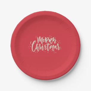 Red and Gold Merry Christmas Paper Plates
