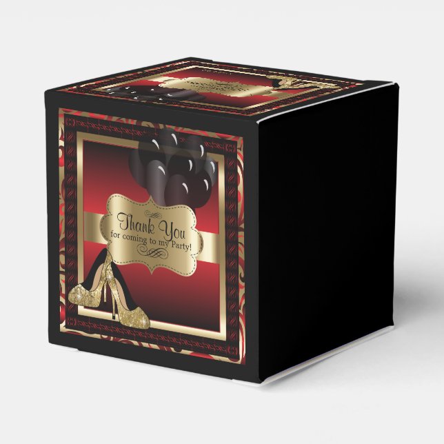 Red and Gold Metallic - 00th Birthday  | DIY Text Favor Box (Back Side)