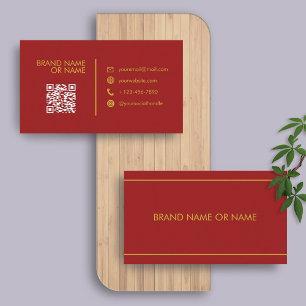 Red and Gold   Minimalist Professional QR Code Bus Business Card
