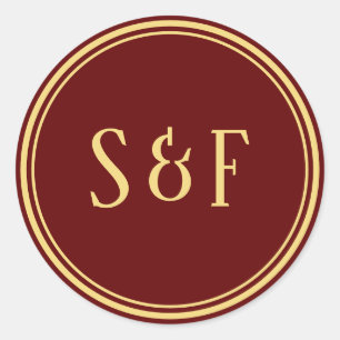 Red and Gold Monogram Envelope Seal