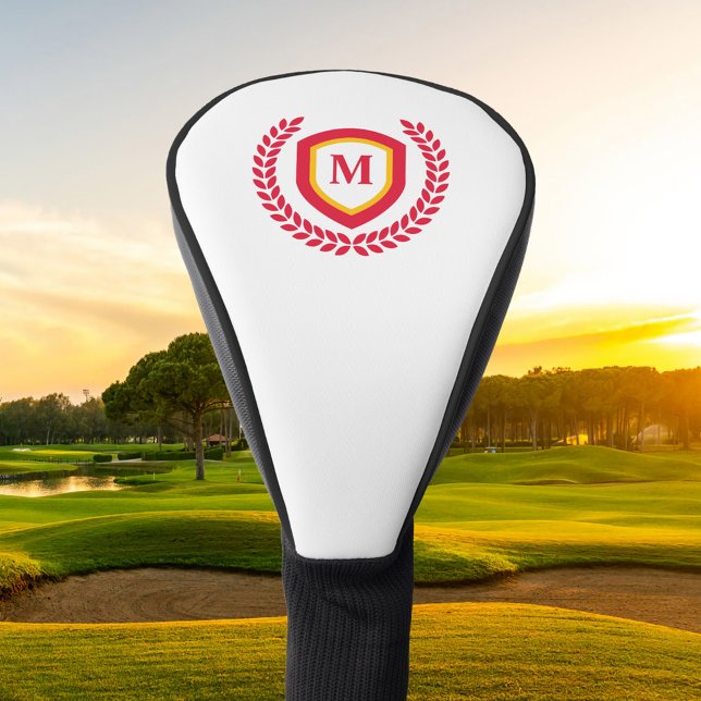 Red and Gold Monogram Logo Crest Golf Head Cover (Creator Uploaded)