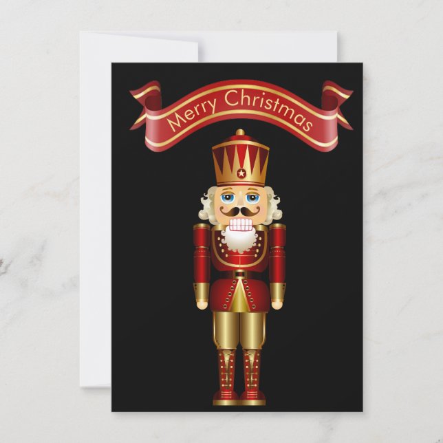 Red and Gold Nutcracker Christmas Invitation (Front)