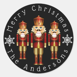 Red and Gold Nutcracker Personalize Classic Round  Classic Round Sticker