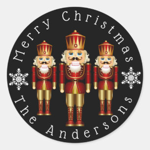 Red and Gold Nutcracker Personalize Classic Round  Sticker