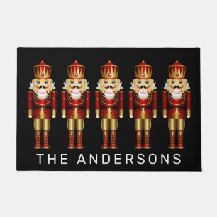 Red and Gold Nutcrackers Personalize Doormat