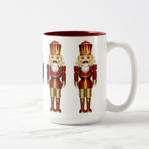 Red and Gold Nutcrackers Two-Tone Coffee Mug