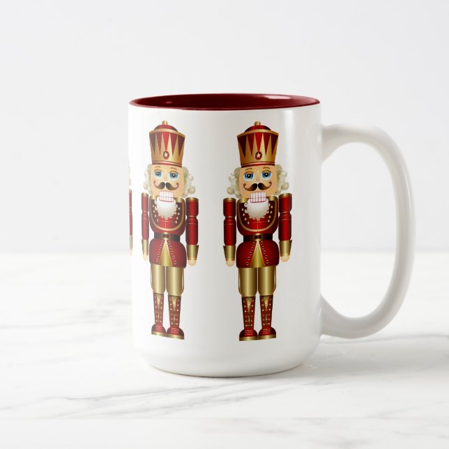 Red and Gold Nutcrackers Two-Tone Coffee Mug (Right)