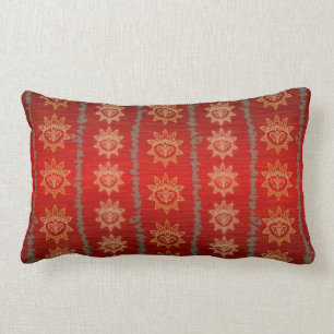 red and gold oblong pillow