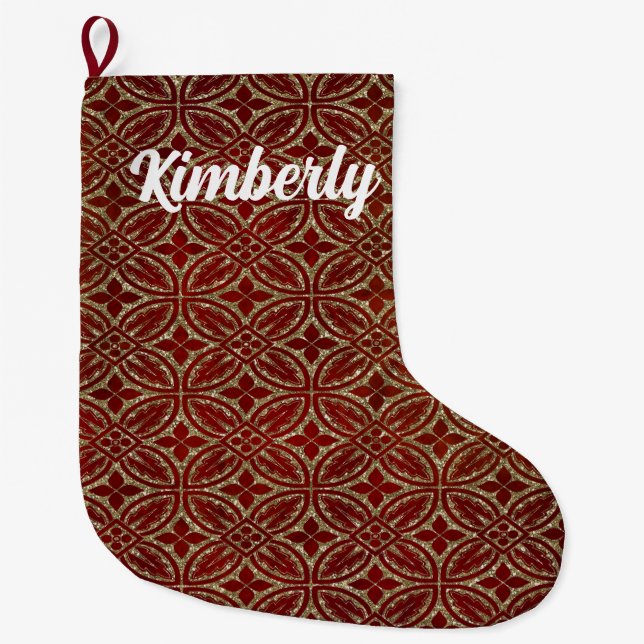 Red and Gold Old World Large Christmas Stocking (Front)