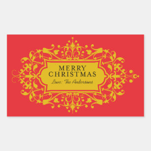 Red and Gold Oramental Christmas Frame Sticker