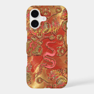 Red and Gold Orchid Chinese New Year Snake Lunar