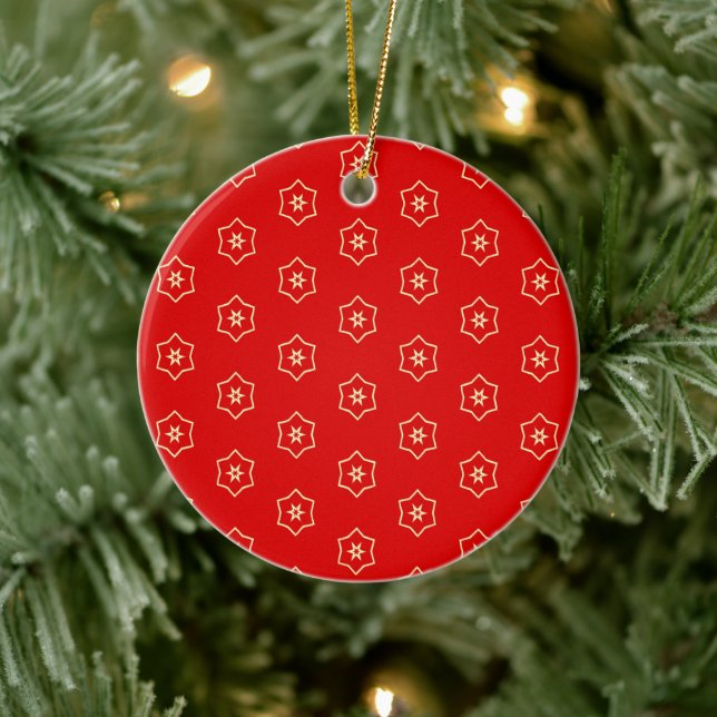 Red and Gold Ornamental Design Ceramic Ornament (Tree)