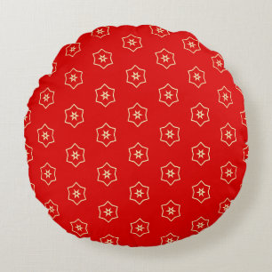 Red and Gold Ornamental Design Round Pillow