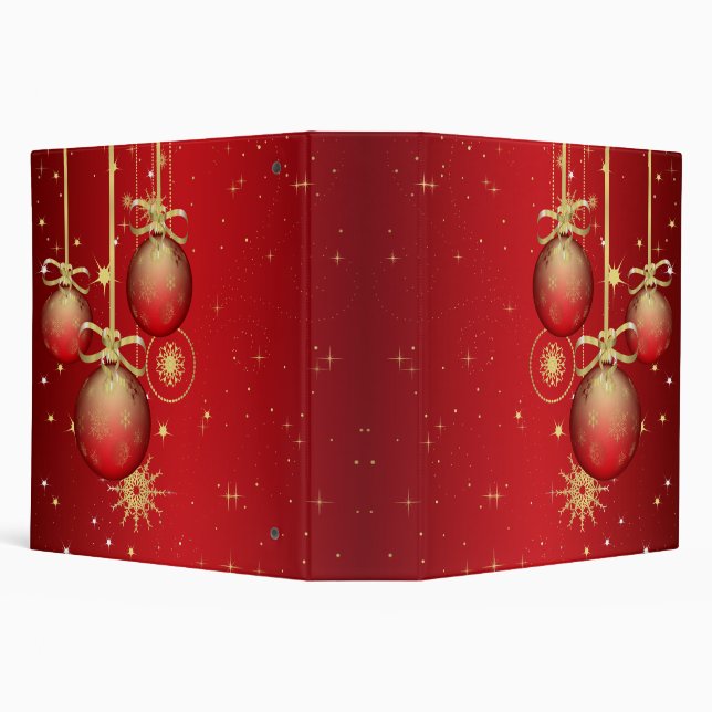 red and gold ornaments notebook binder (Background)