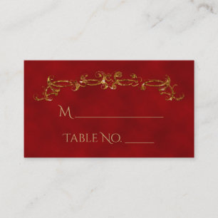 Red and Gold Peacock Indian Wedding Place Cards