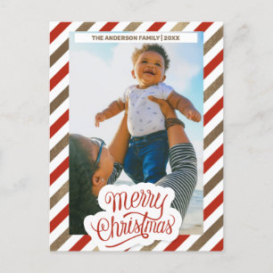Red and Gold Photo Christmas Holiday Post Card