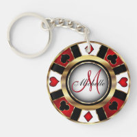 Red and Gold Poker Chip Design - Monogram