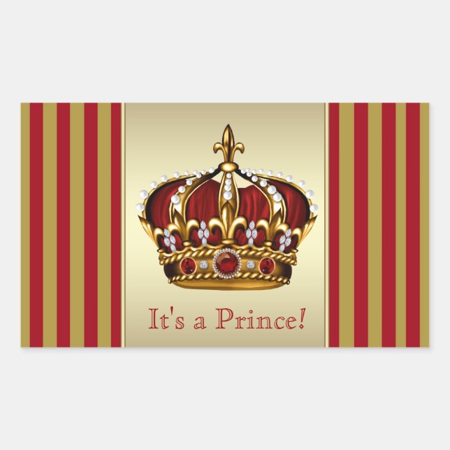 Red and Gold Prince Baby Shower Stickers (Front)
