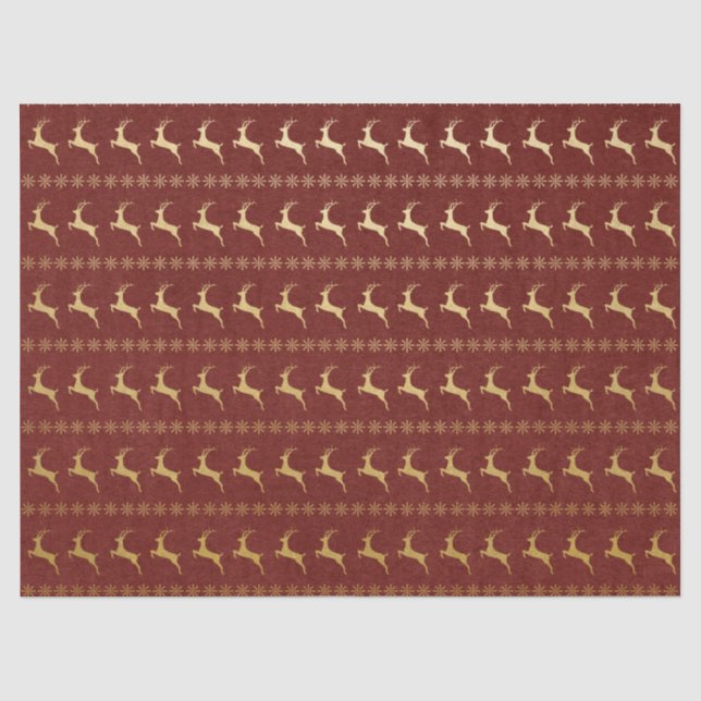 Red and Gold Reindeer Christmas Tissue Paper (Front)
