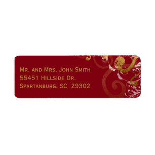 Red and Gold Return Address Label