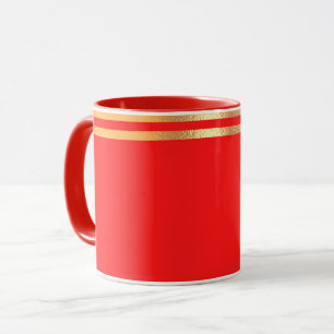 Red and Gold Rimmed Mug